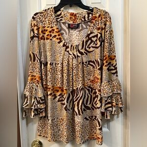Cherry Krave Animal Print Top - Size 1X